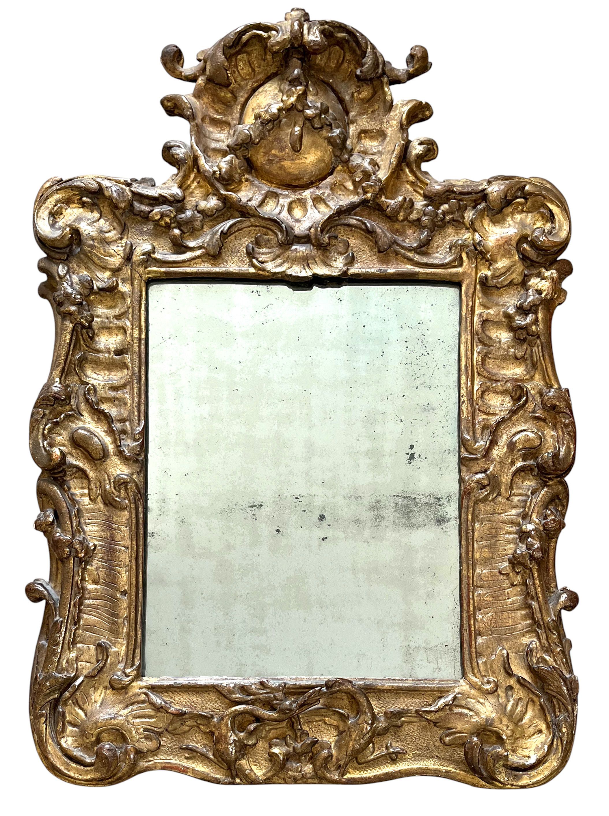 Cadre à décor rocaille XVIIIe avec glace — 34,9 x 25 cm — Réf. PC0314M2