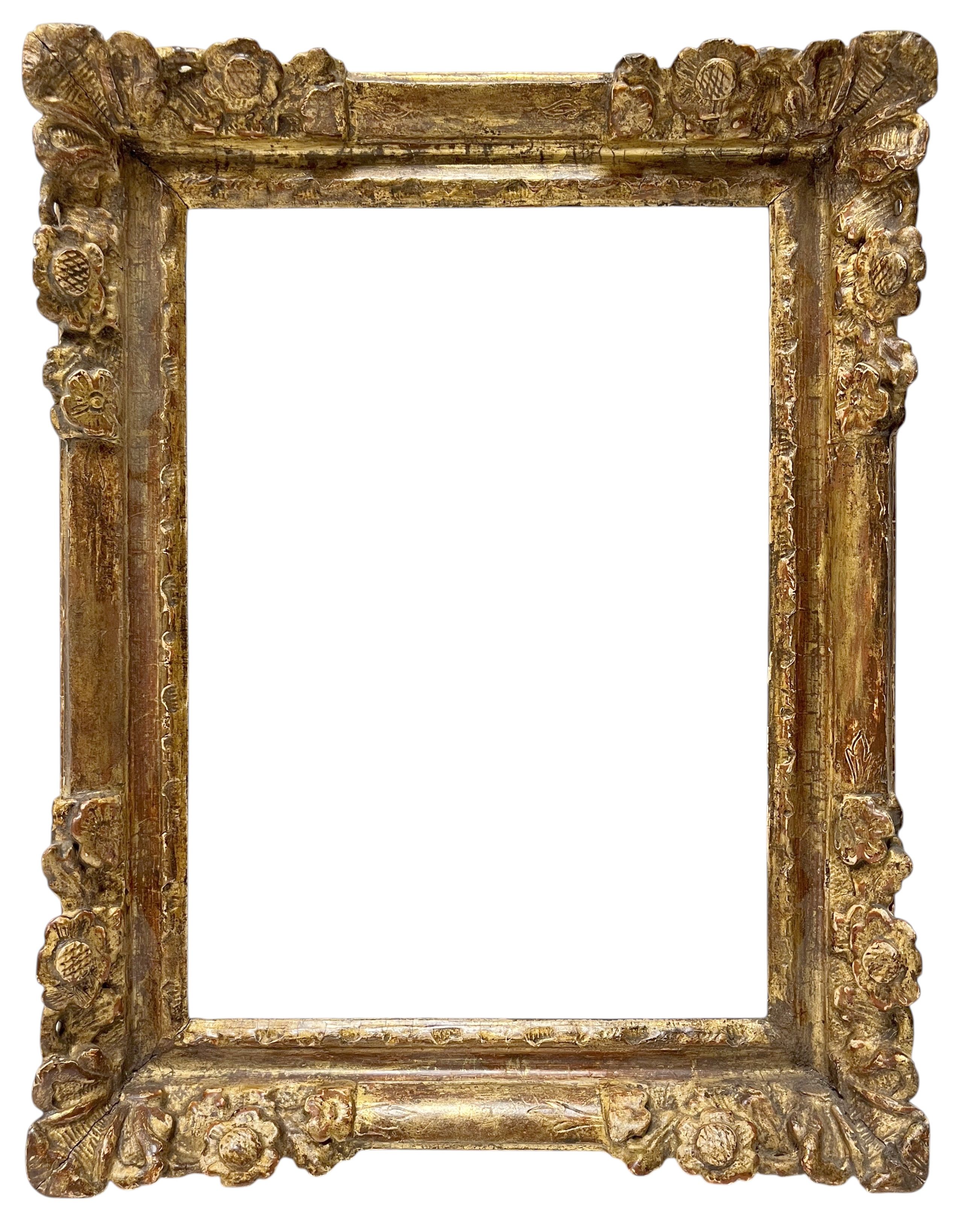Cadre à coins fleuris d'époque Louis XIV — 26,10 x 19,30 cm — Réf. PC0458M2