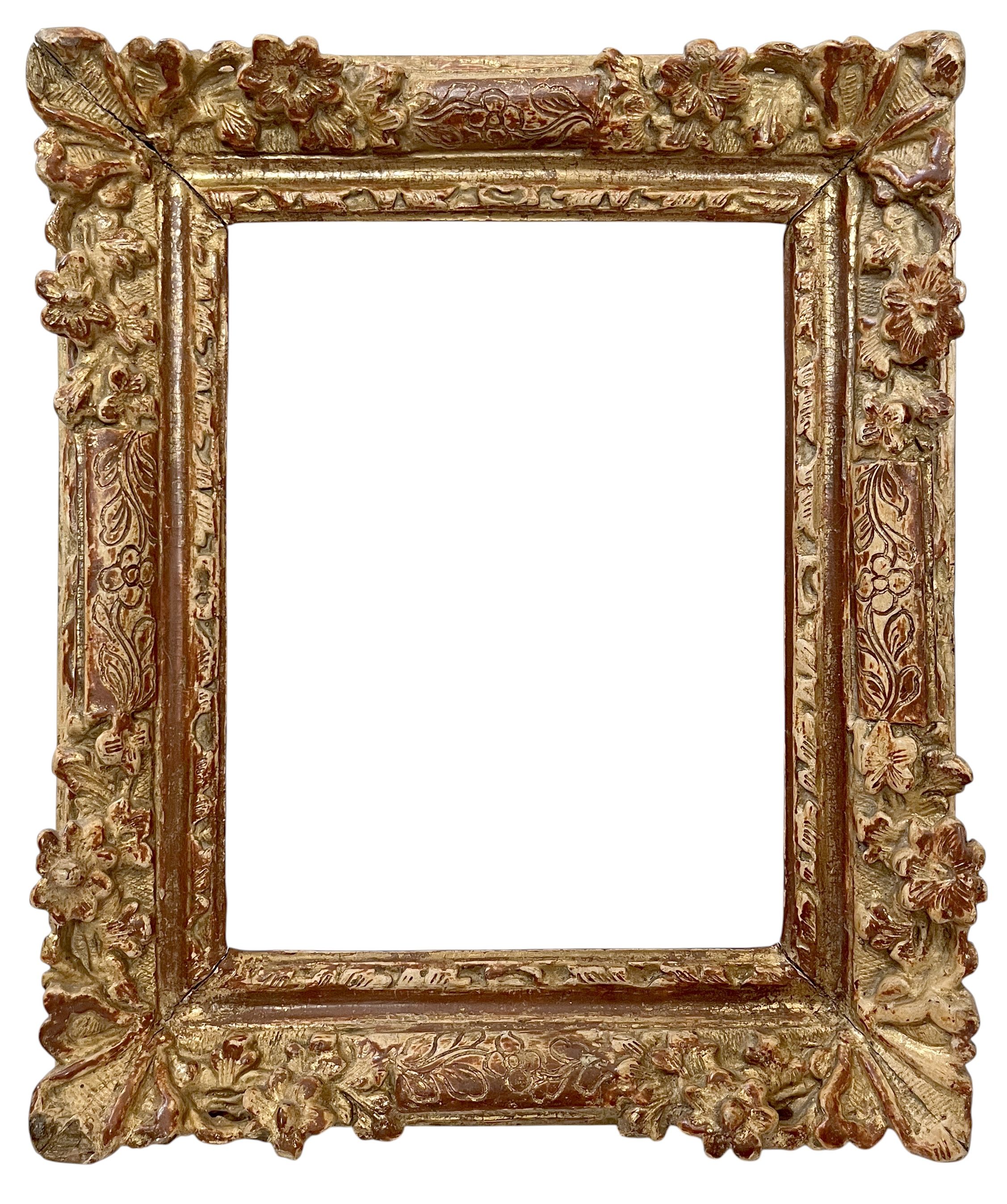 Cadre à coins fleuris d'époque Louis XIV — 19,5 x 14 cm — Réf. PC0320M2