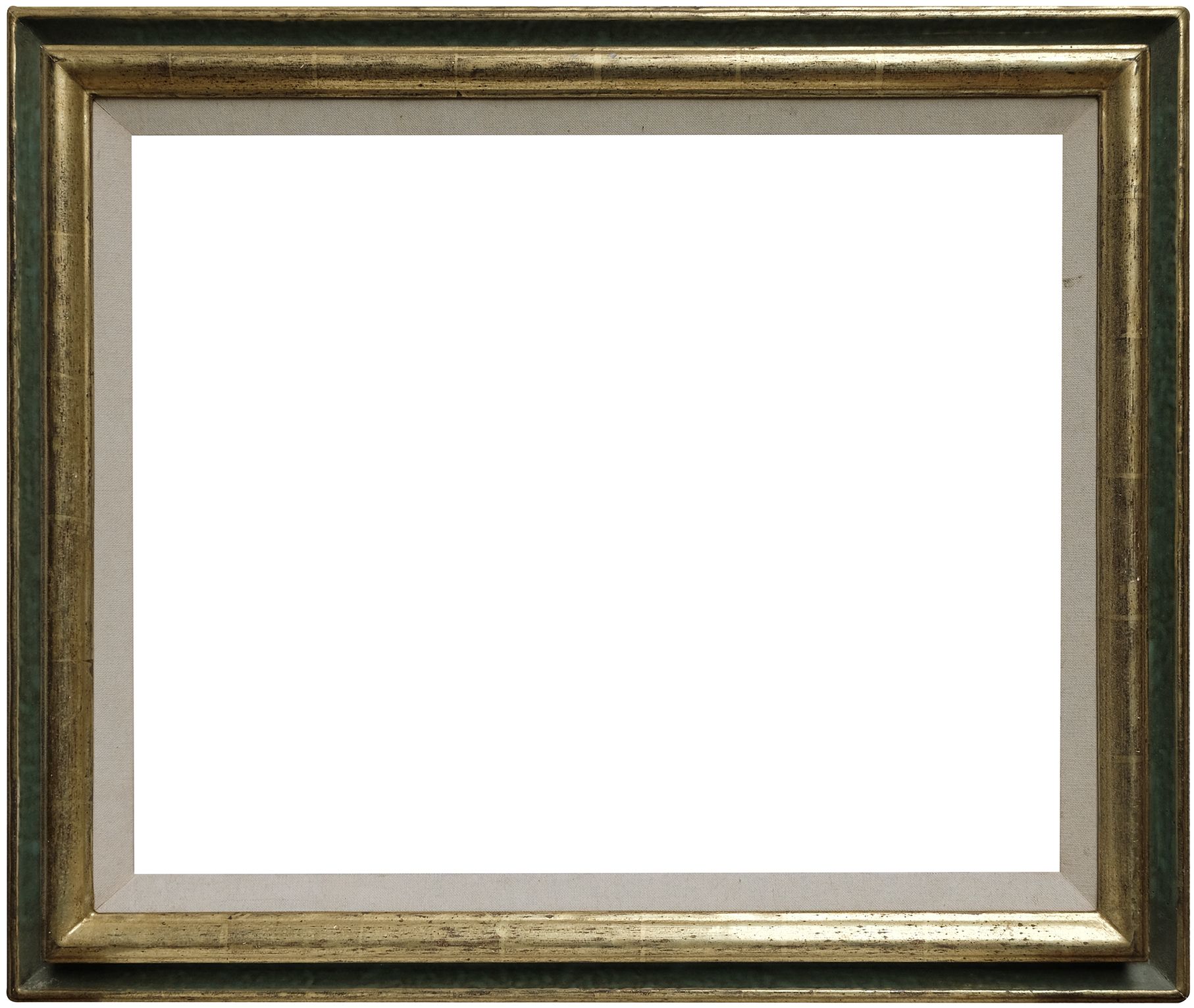 Cadre en bois mouluré doré et vert- 54,7 x 44,6 cm- REF-1061